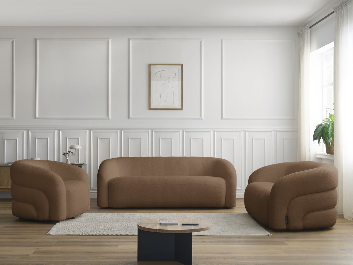 Bobochic Elina Sofa 6-Sitzer Bouclé-Stoff Braun