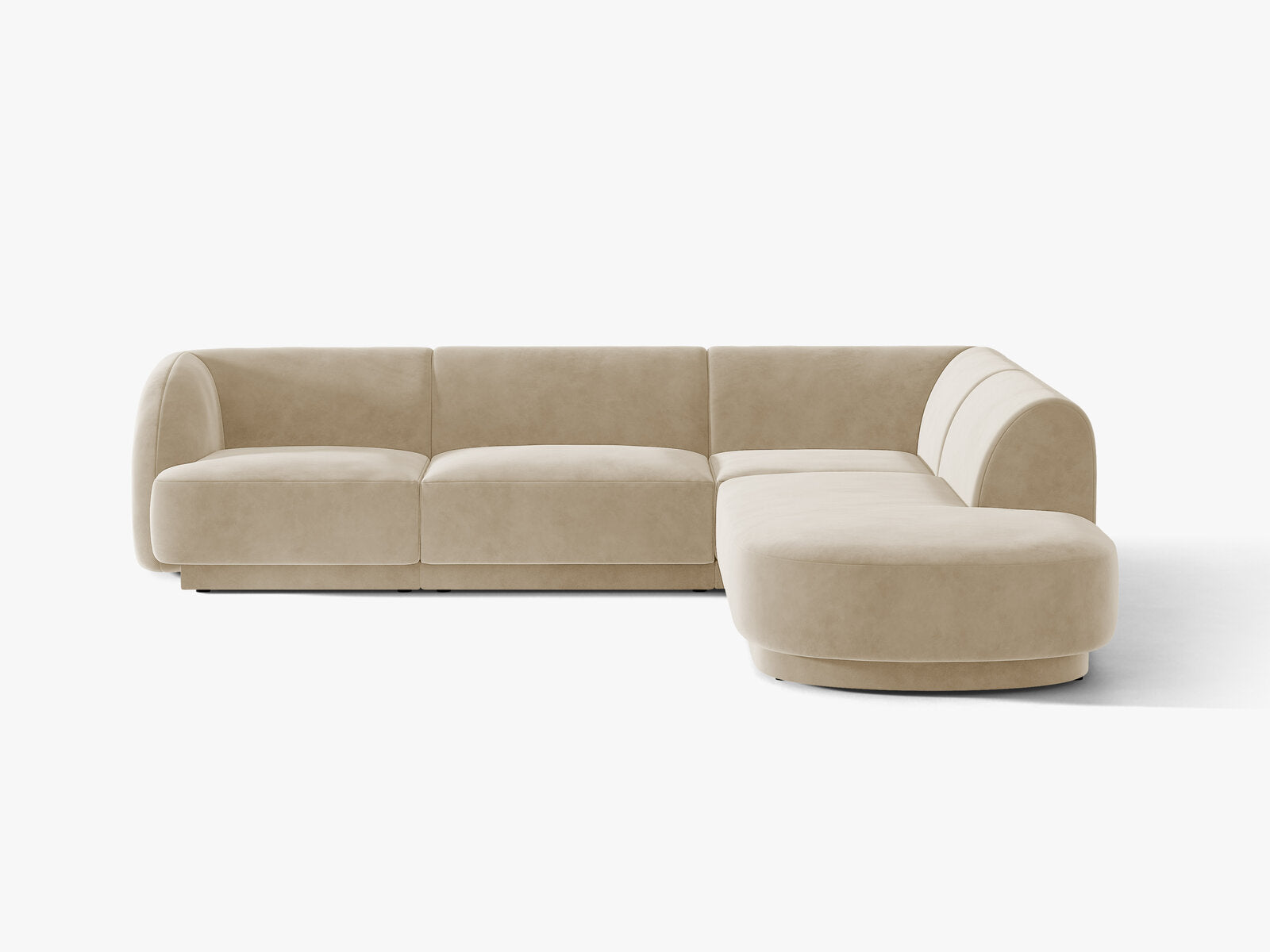 Micadoni Ecksofa Miley 6-Sitzer Samt Venus Beige Rechts