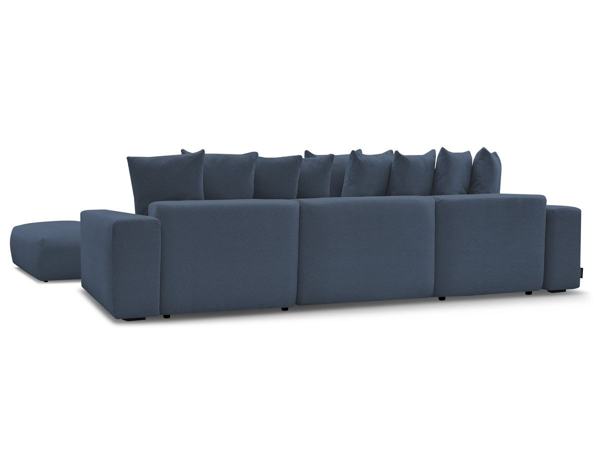 Bobochic Voltaire Wohnlandschaft mit Pouf 420 × 174 cm, Liegefläche 135 × 345 cm Melange-Stoff Dunkelblau