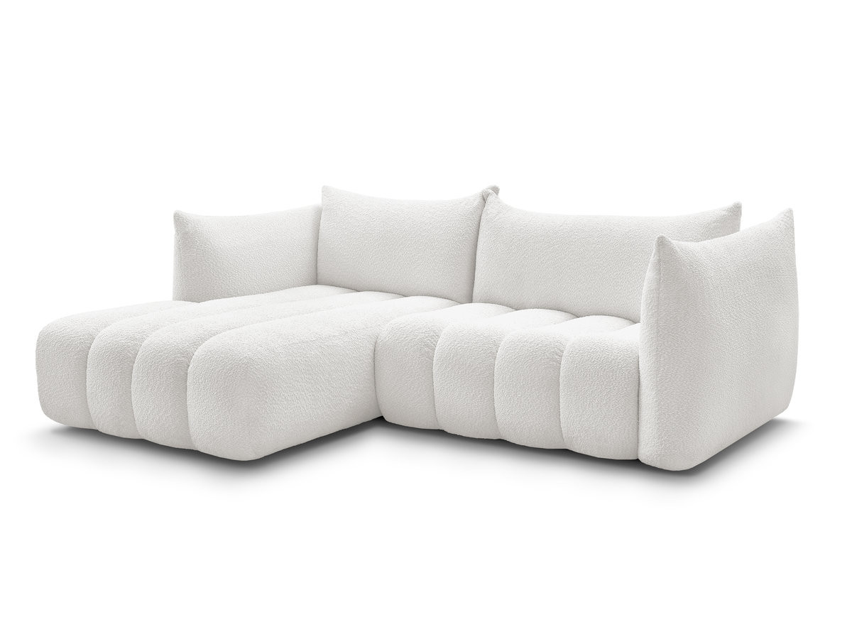 Bobochic Azra Ecksofa 262 × 178 cm Bouclé-Stoff Weiß Ecke links
