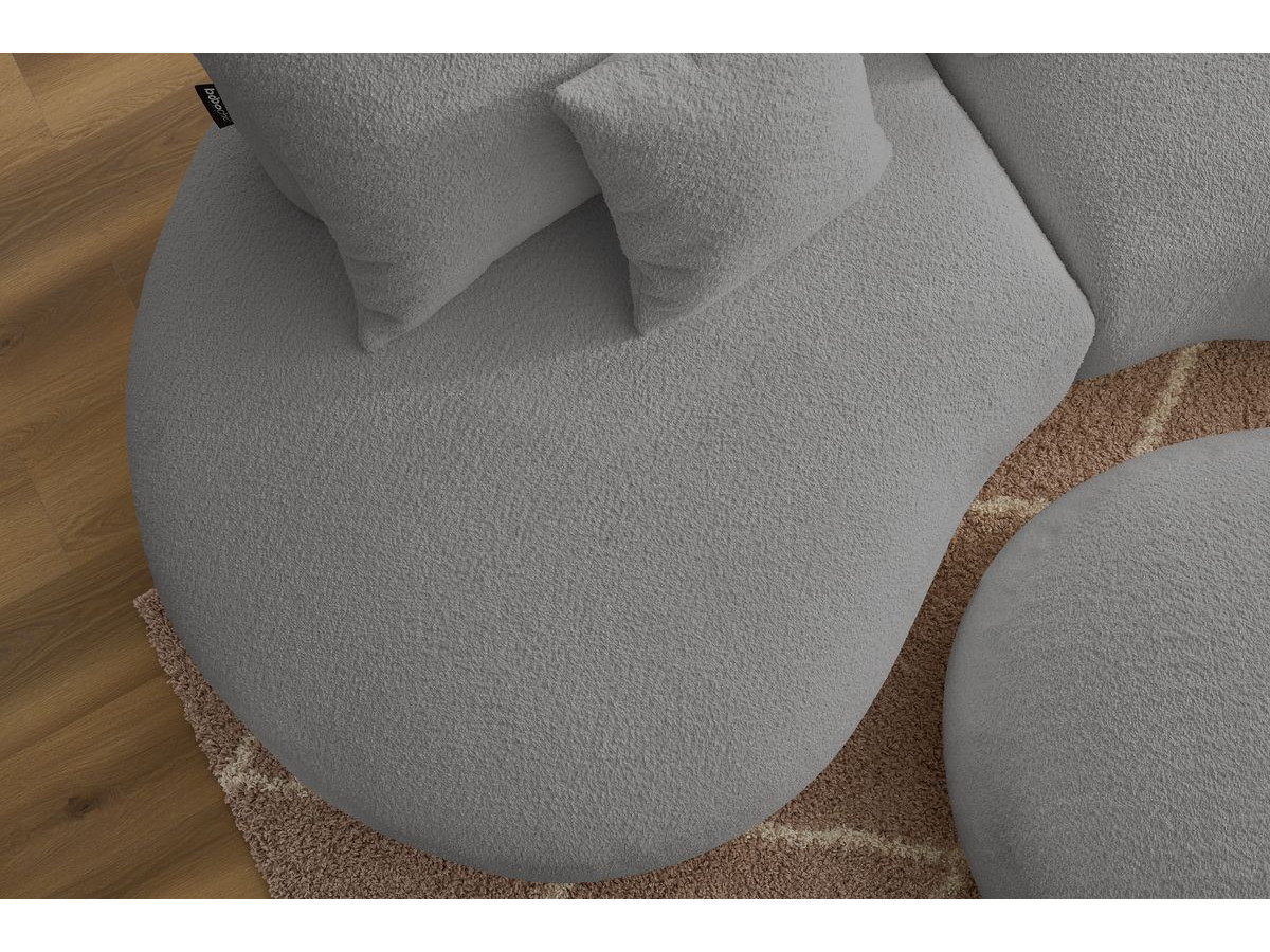 Bobochic Saint-germain Sofa 5-Sitzer mit Pouf Bouclé-Stoff Hellgrau