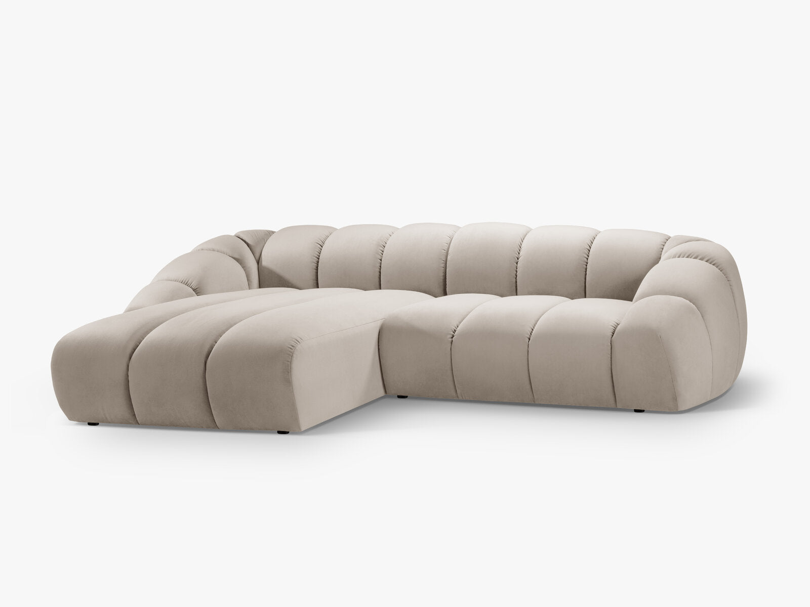 Micadoni Ecksofa Diana 4-Sitzer Links Samt Beige
