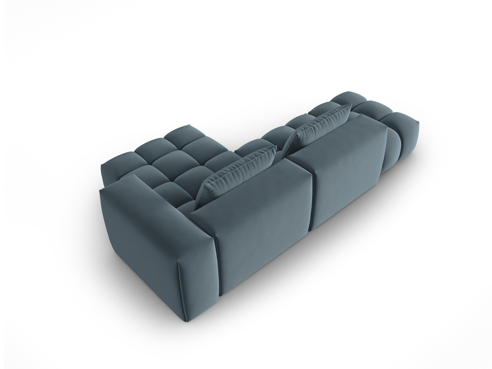 Cosmopolitan Design Ecksofa Verona 4-Sitzer offen Samt Casino Pastellblau Rechts