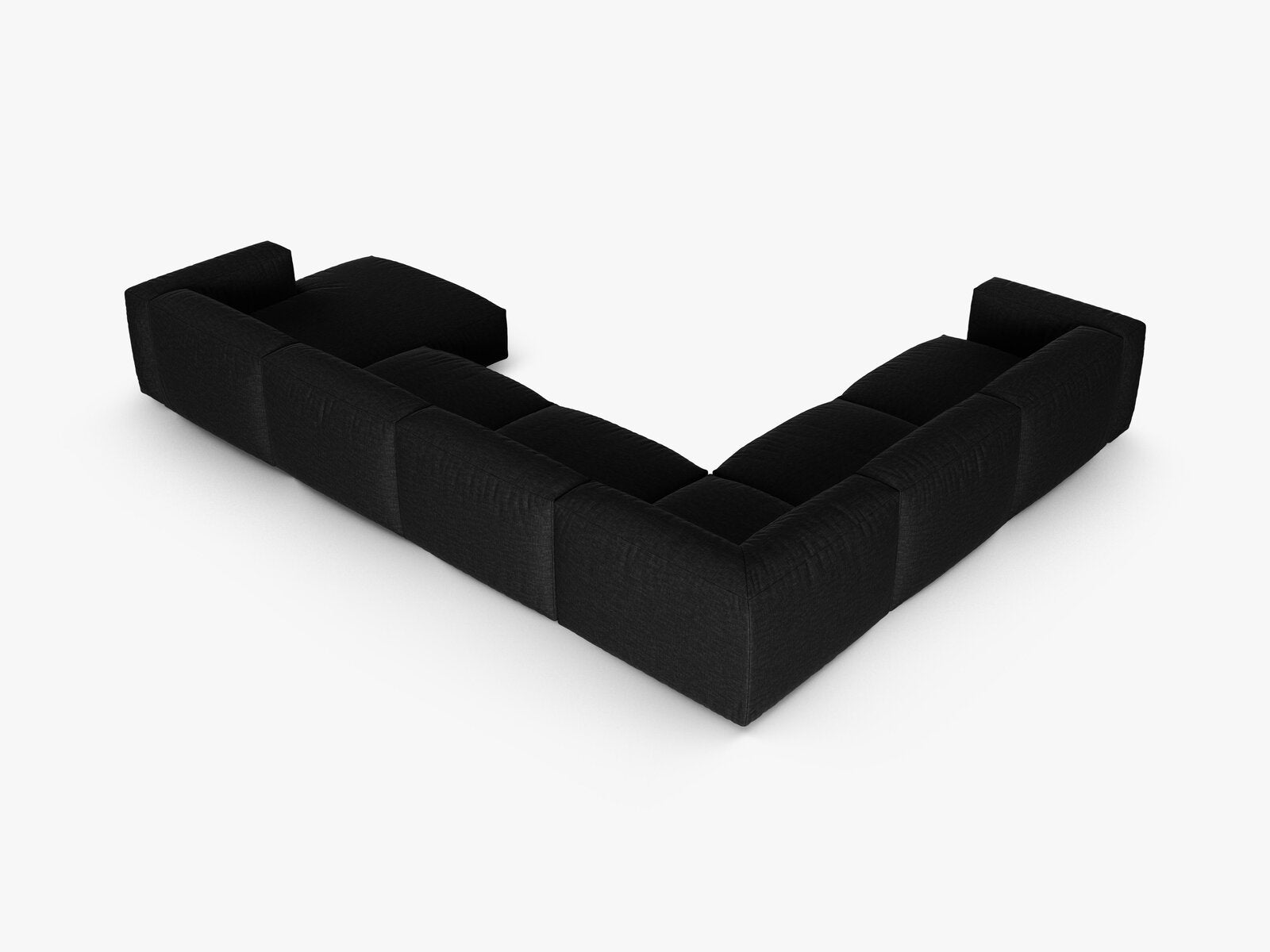 Micadoni modulares Ecksofa XL Martina 6-Sitzer 90cm Sitztiefe Links Strukturierter Stoff Boston Schwarz
