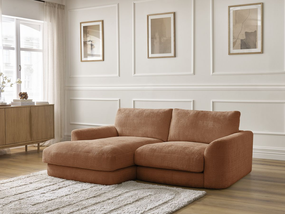 Bobochic Leonore Ecksofa Strukturstoff Orange Ecke links