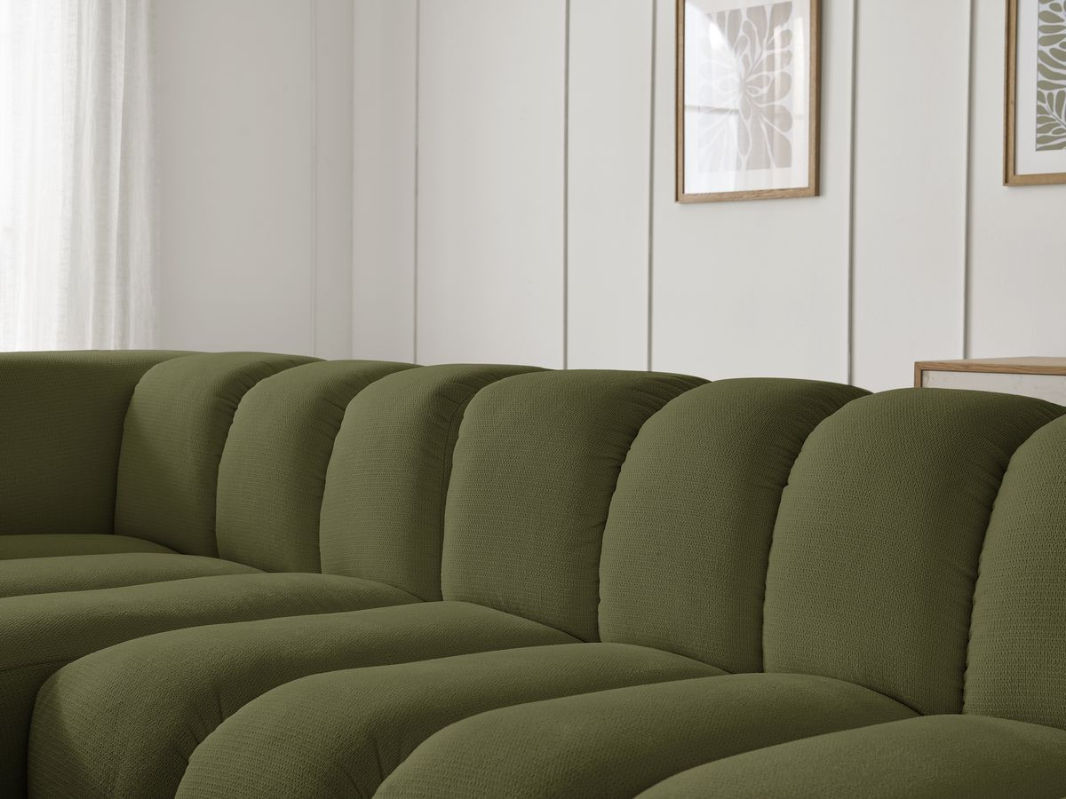 Bobochic Talia Ecksofa Melange-Stoff Grün Ecke links