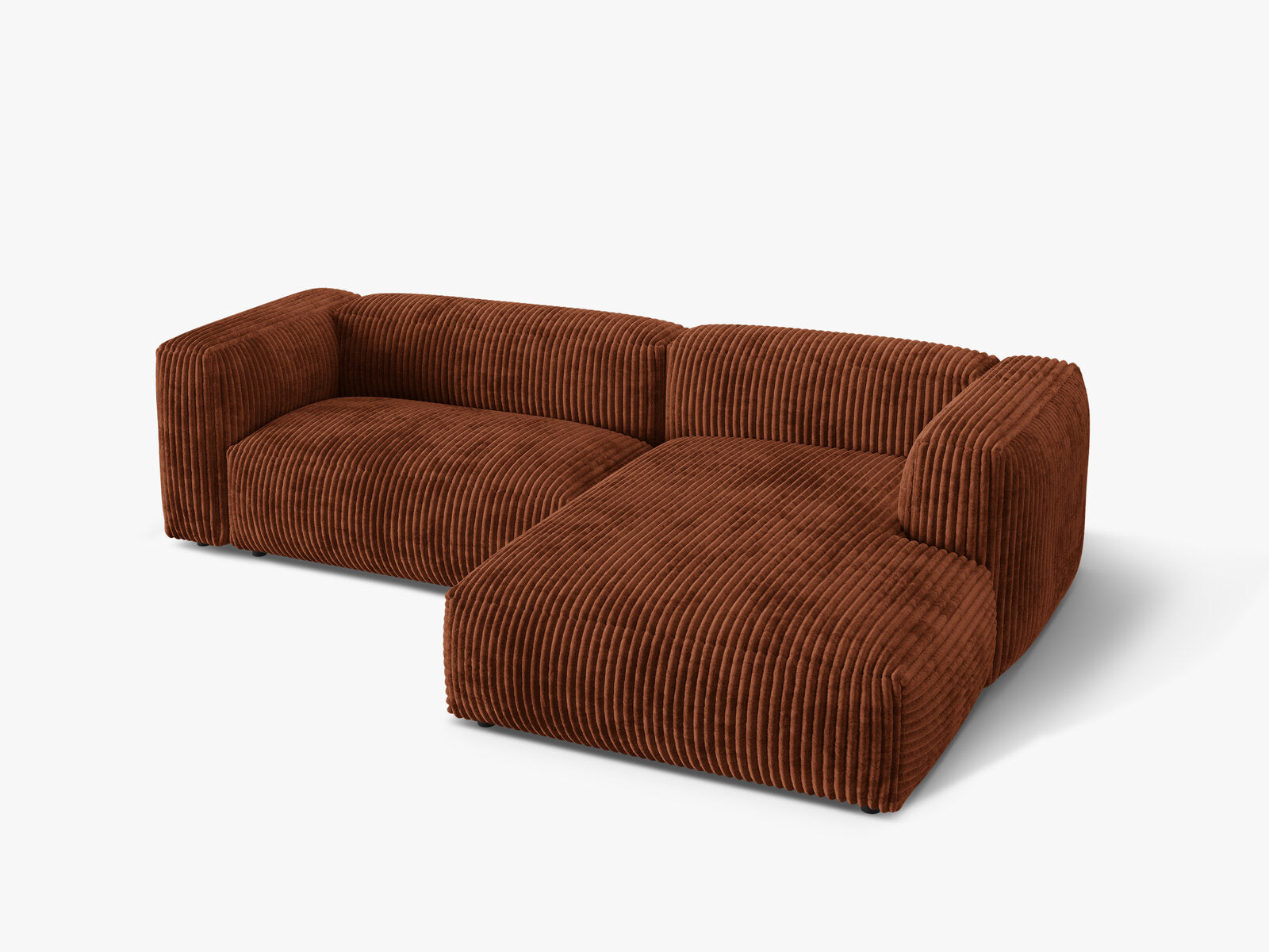 Micadoni Ecksofa Martina 2-Sitzer Rechts Kord Tilia Ziegel