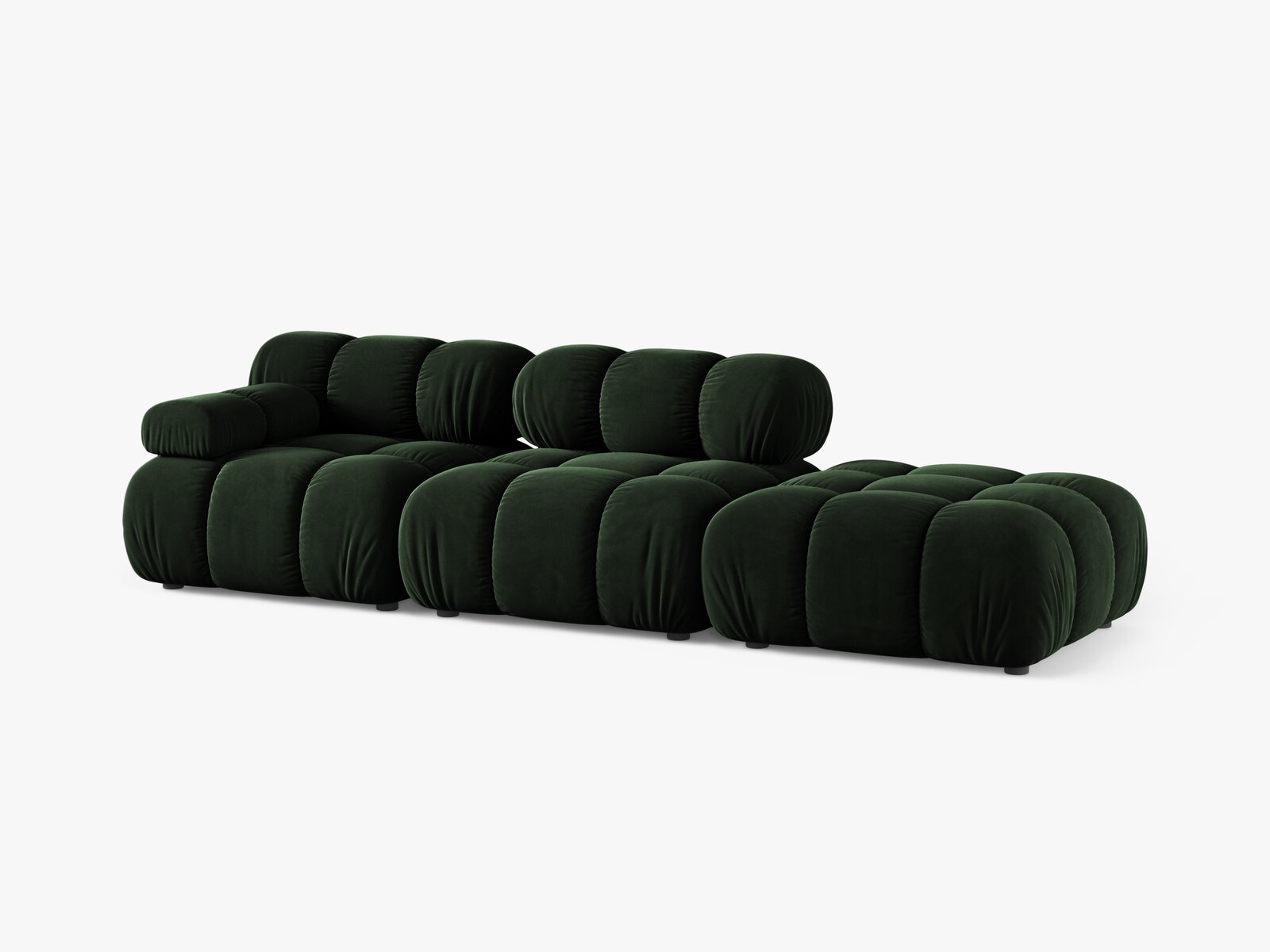 Micadoni Modulares Sofa Bellis 4-Sitzer Rechts Samt Venus Flaschengrün