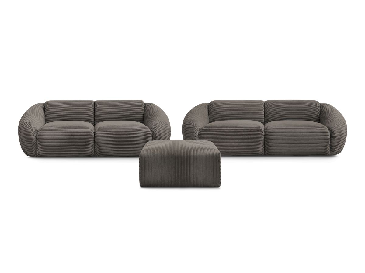 Bobochic Tina Sofa 6-Sitzer mit Pouf Cordsamt Taupe