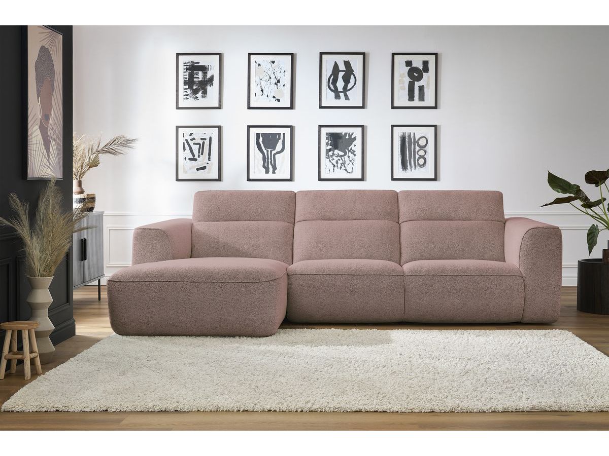 Bobochic William Ecksofa Melange-Stoff Rosa Ecke links