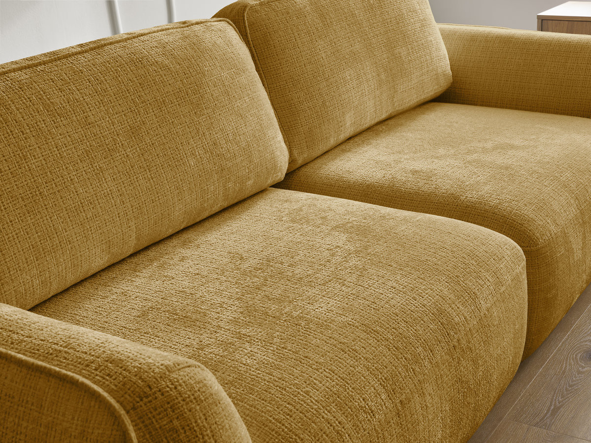 Bobochic Denise Schlafsofa 3-Sitzer mit Bettkasten Strukturstoff Gelb