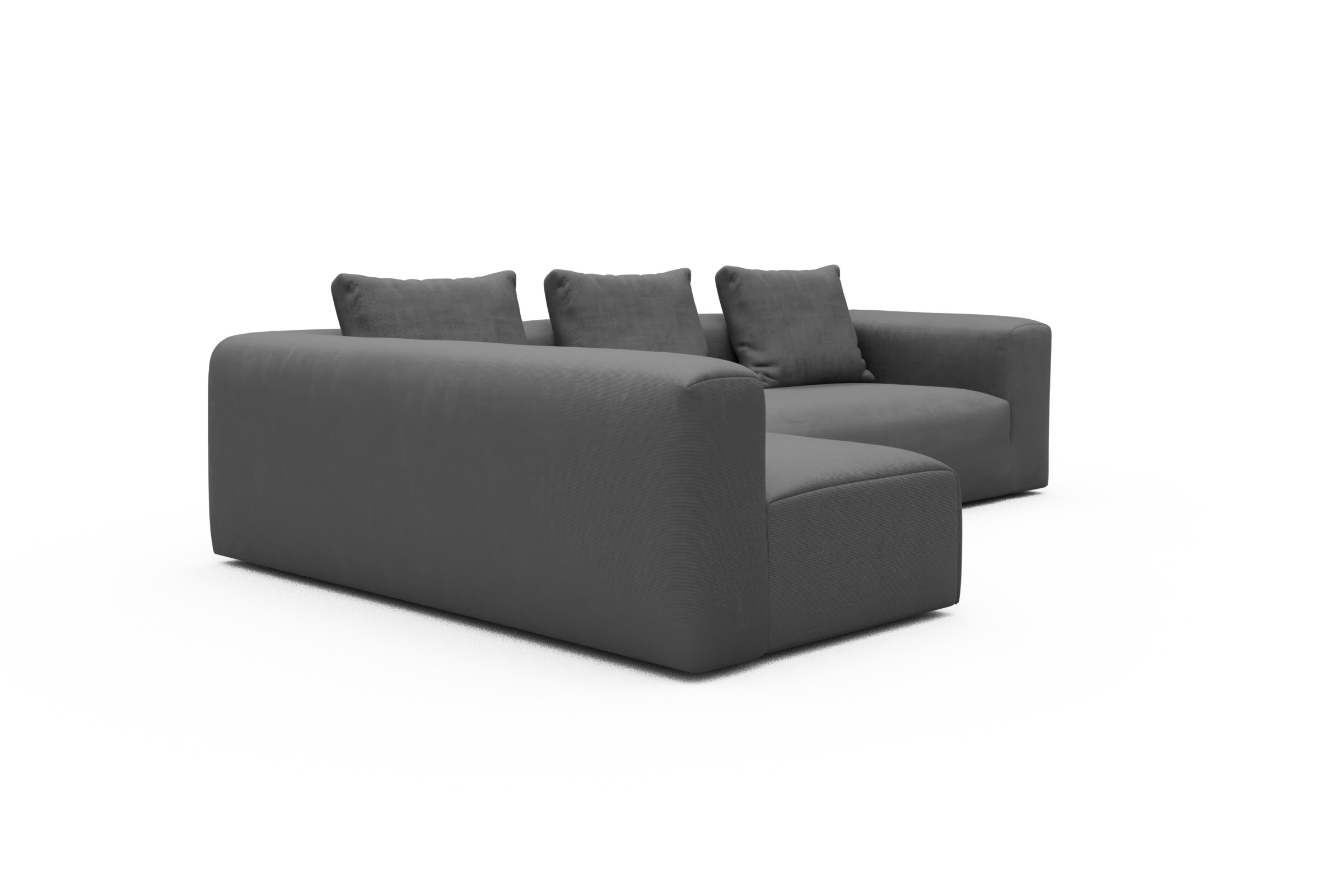 Ecksofa Fred 2x 2,5-Sitzer links offen Cordufine-Grey