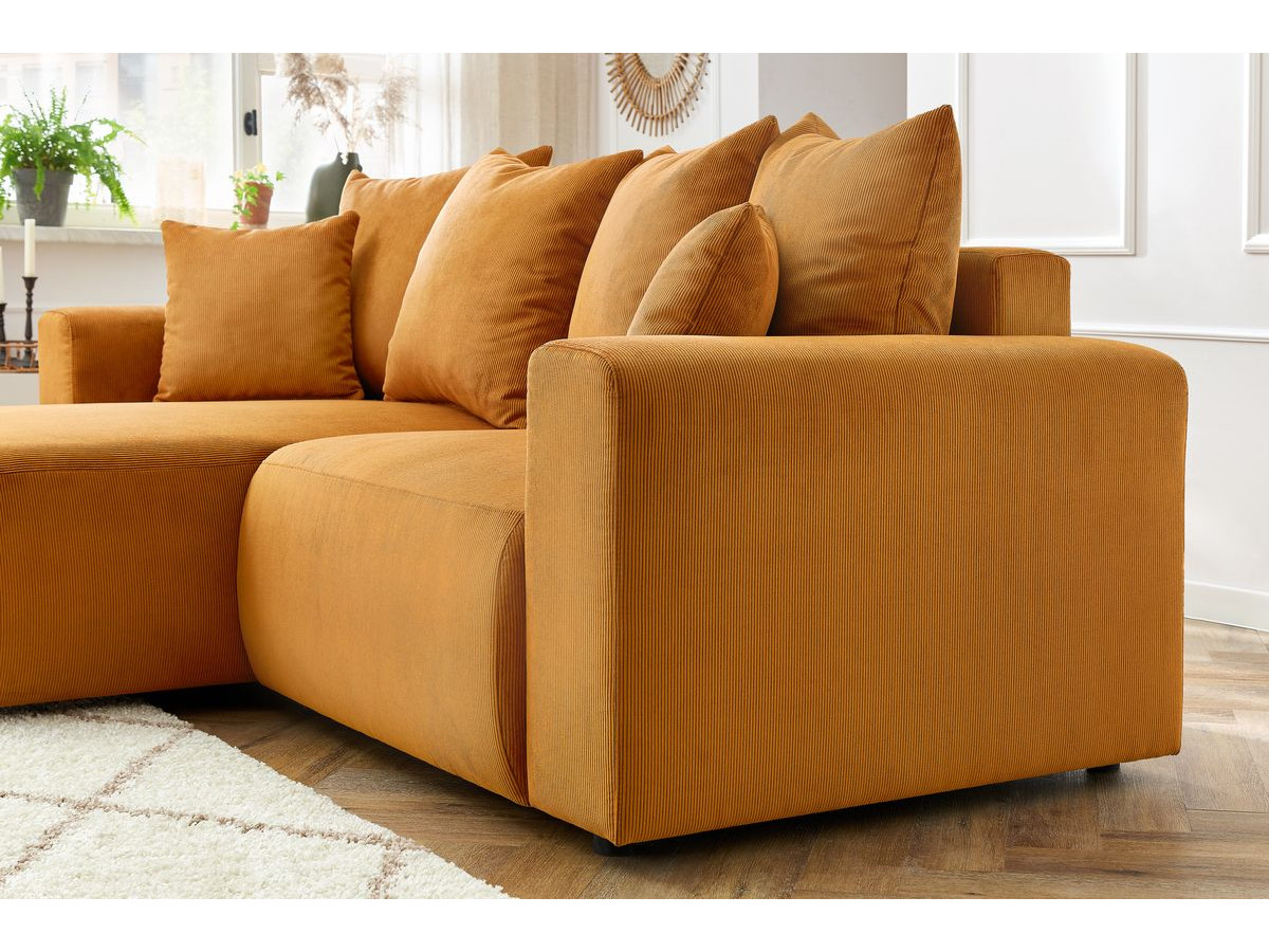 Bobochic Enjoy Ecksofa Cordsamt Gelb Ecke links