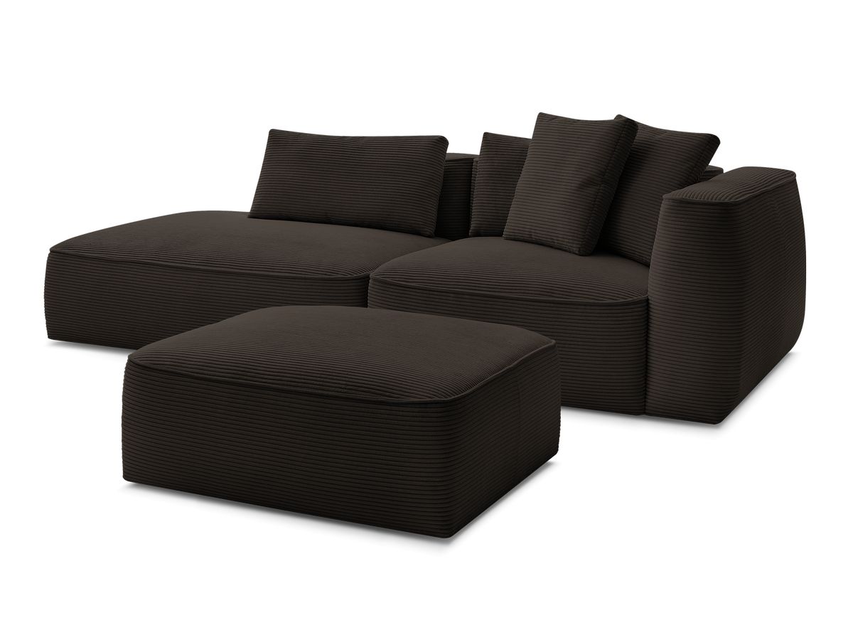 Bobochic Leopold Sofa 4-Sitzer mit Pouf Cordsamt Braun Armlehne rechts