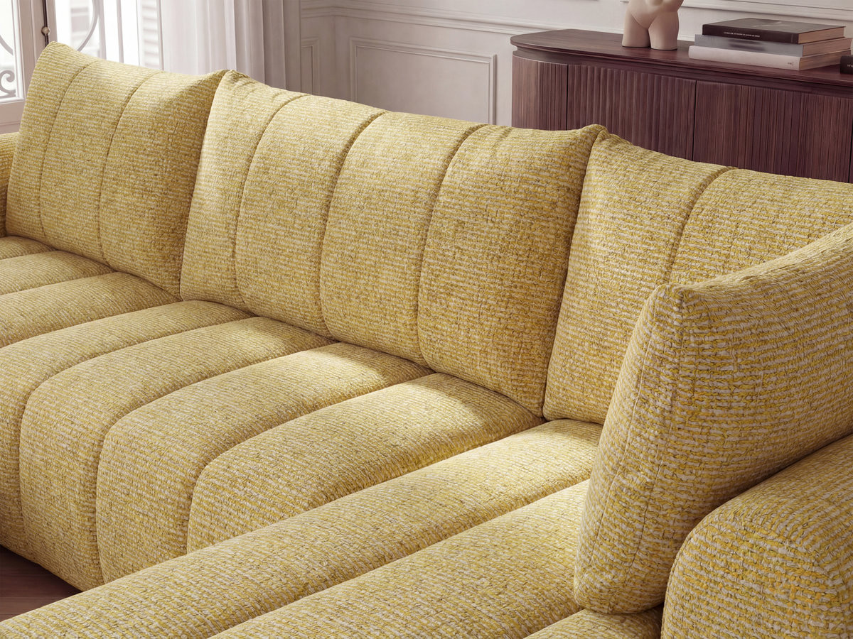 Bobochic Nesty Wohnlandschaft mit Pouf Melange-Stoff Gelb Ecke links