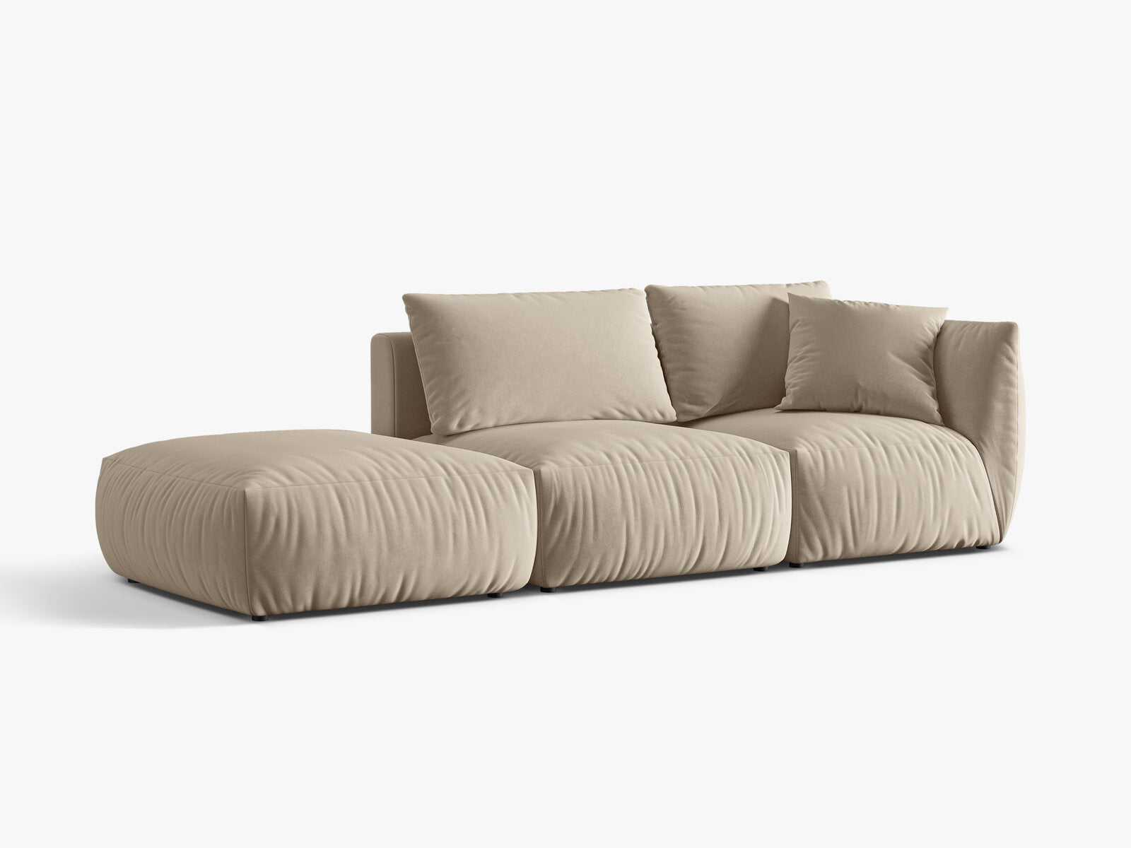 Micadoni Modulares Sofa Chris 3-Sitzer Links Samt Ecru
