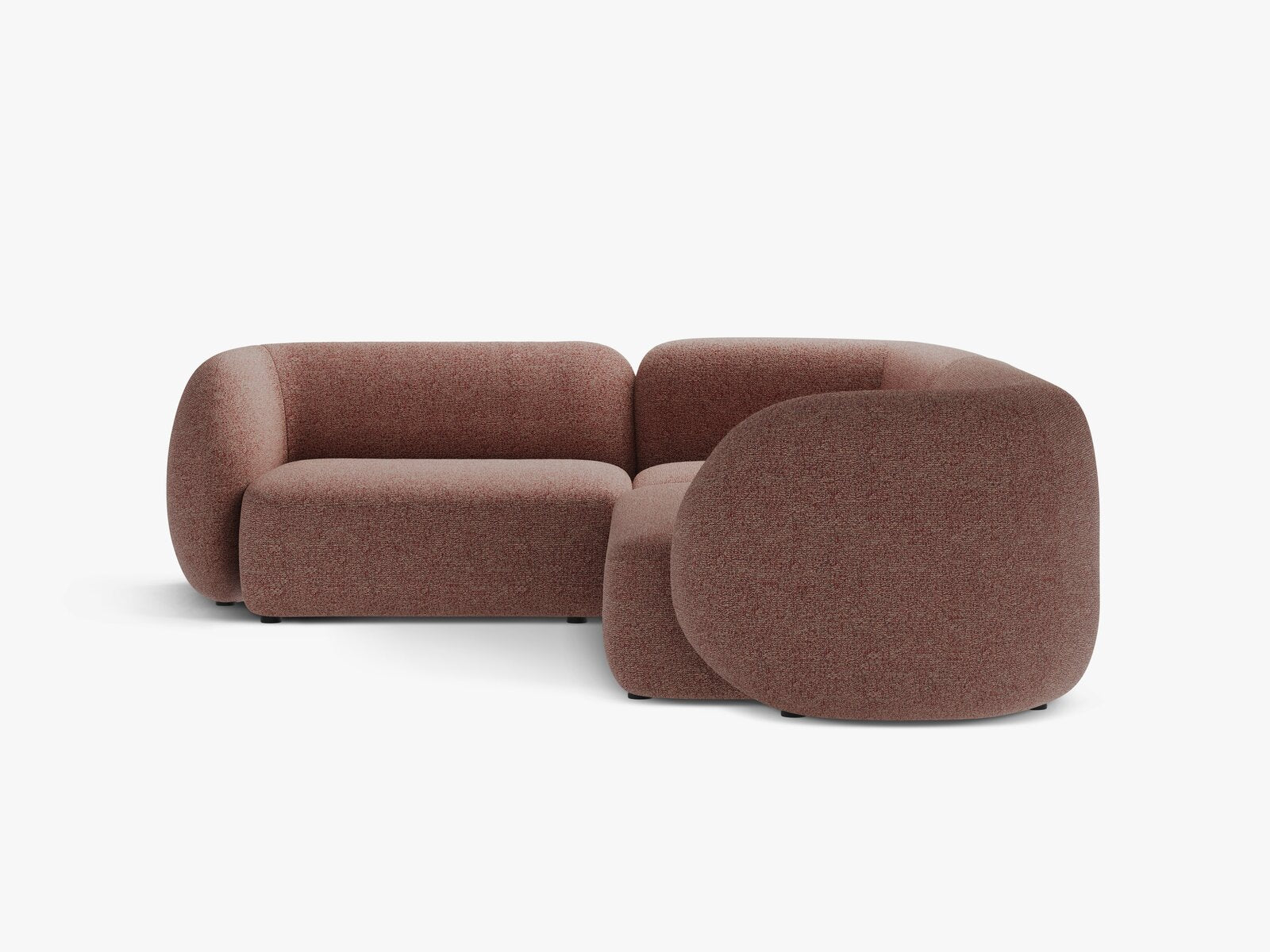 Micadoni Ecksofa Kate 4-Sitzer Links Strukturierter Stoff Puente Rosa Melange