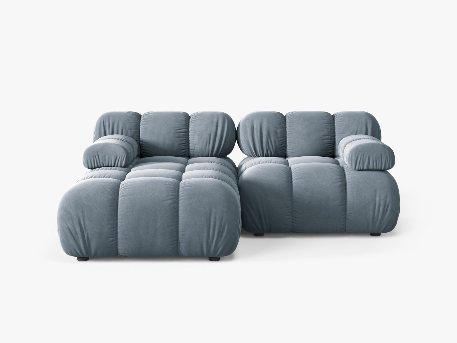 Micadoni Modulares Ecksofa Bellis 3-Sitzer Links Samt Bluvel Hellblau