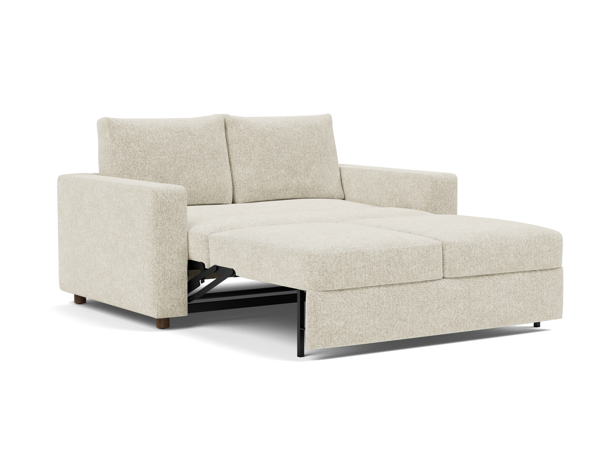 Schlafsofa Neah mit Standard-Armlehnen 140 Strukturierter Stoff Taura 357-Off-White