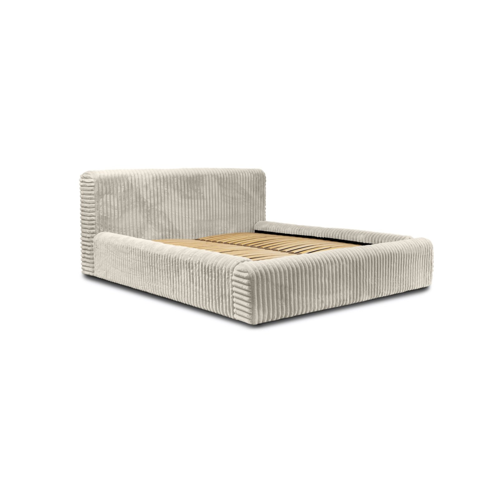 Polsterbett Miloa Softcord mit Fellstruktur 180x200 mit Holzrahmen Vito 23