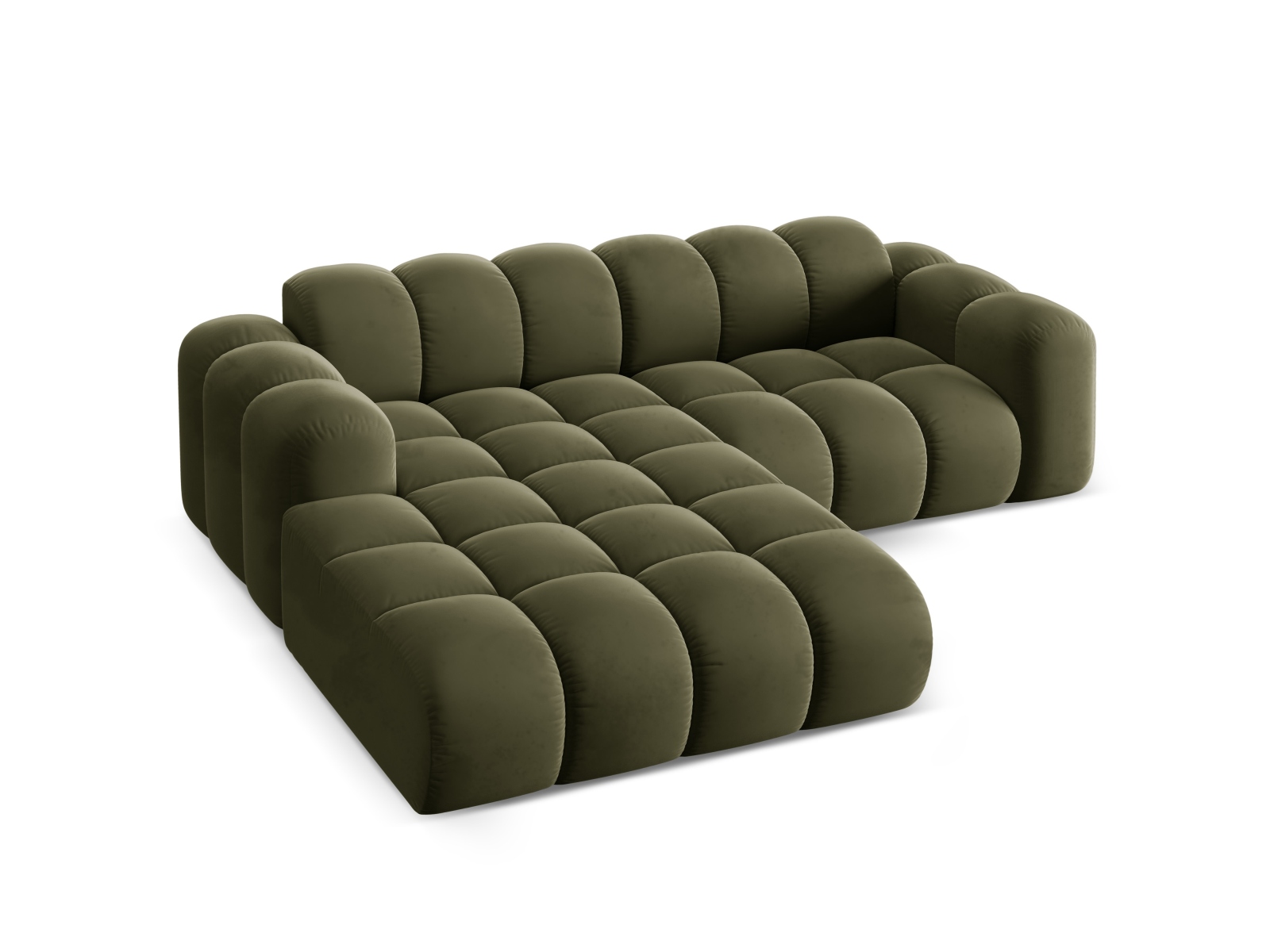 Cosmopolitan Design Ecksofa Treno 3-Sitzer Samt Bluvel Grün Links