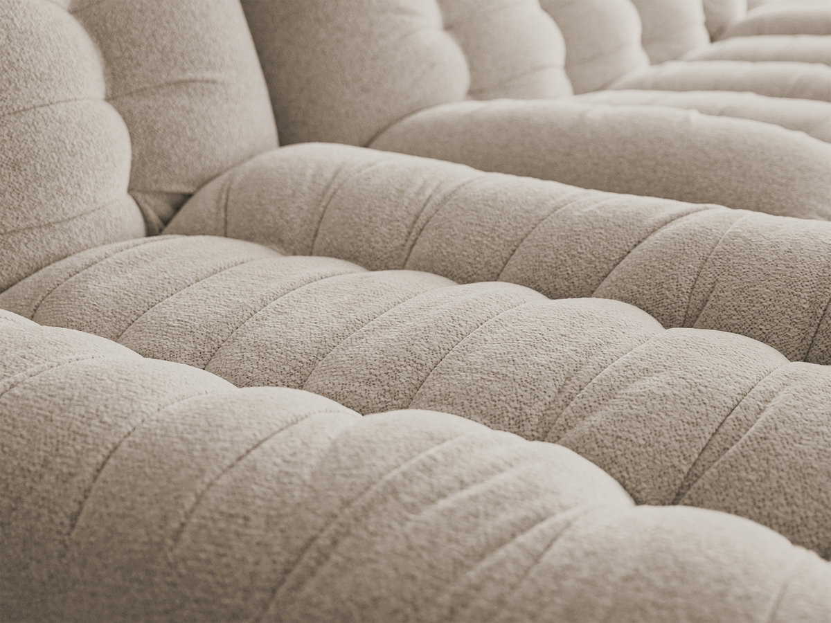 Bobochic Serena Sofa 4-Sitzer mit Pouf Melange-Stoff Taupe