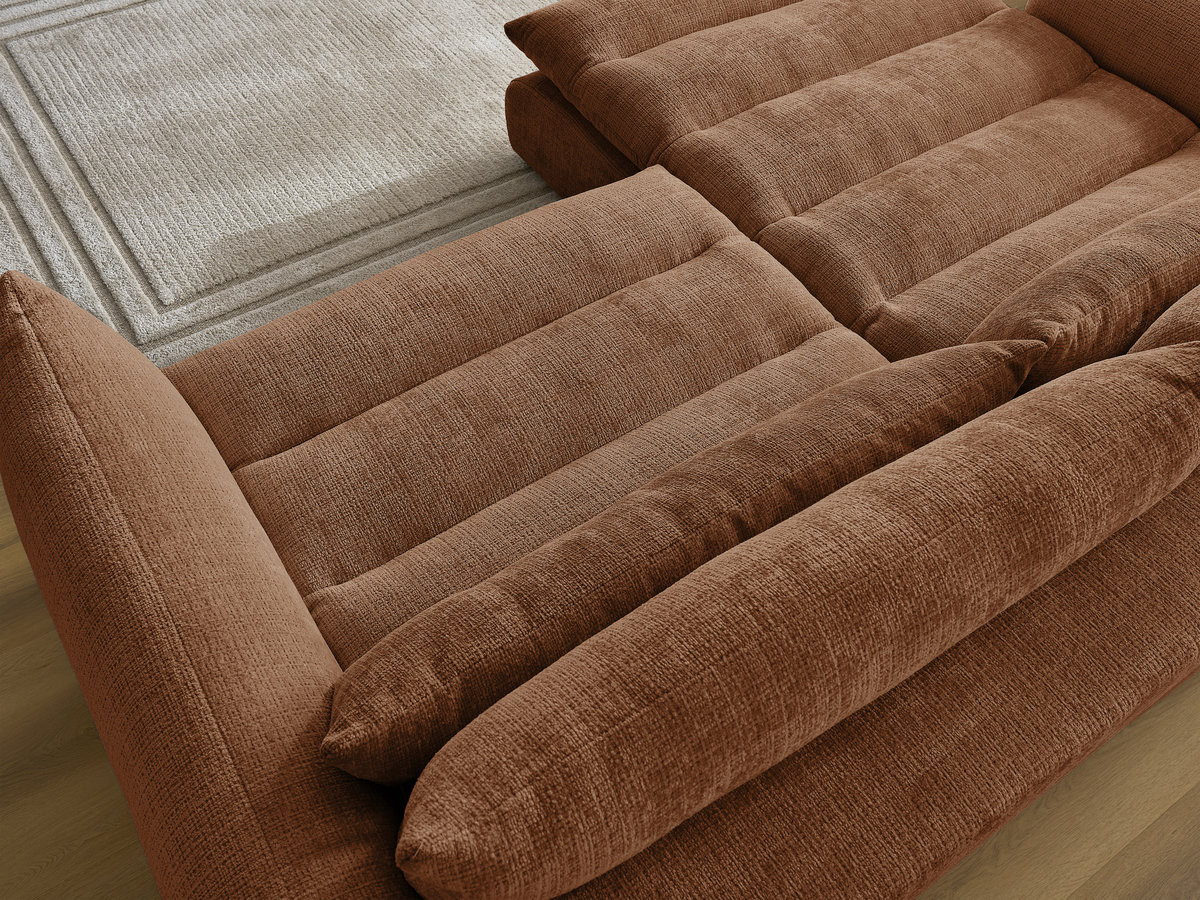Bobochic Neil Ecksofa Strukturstoff Orange Ecke links