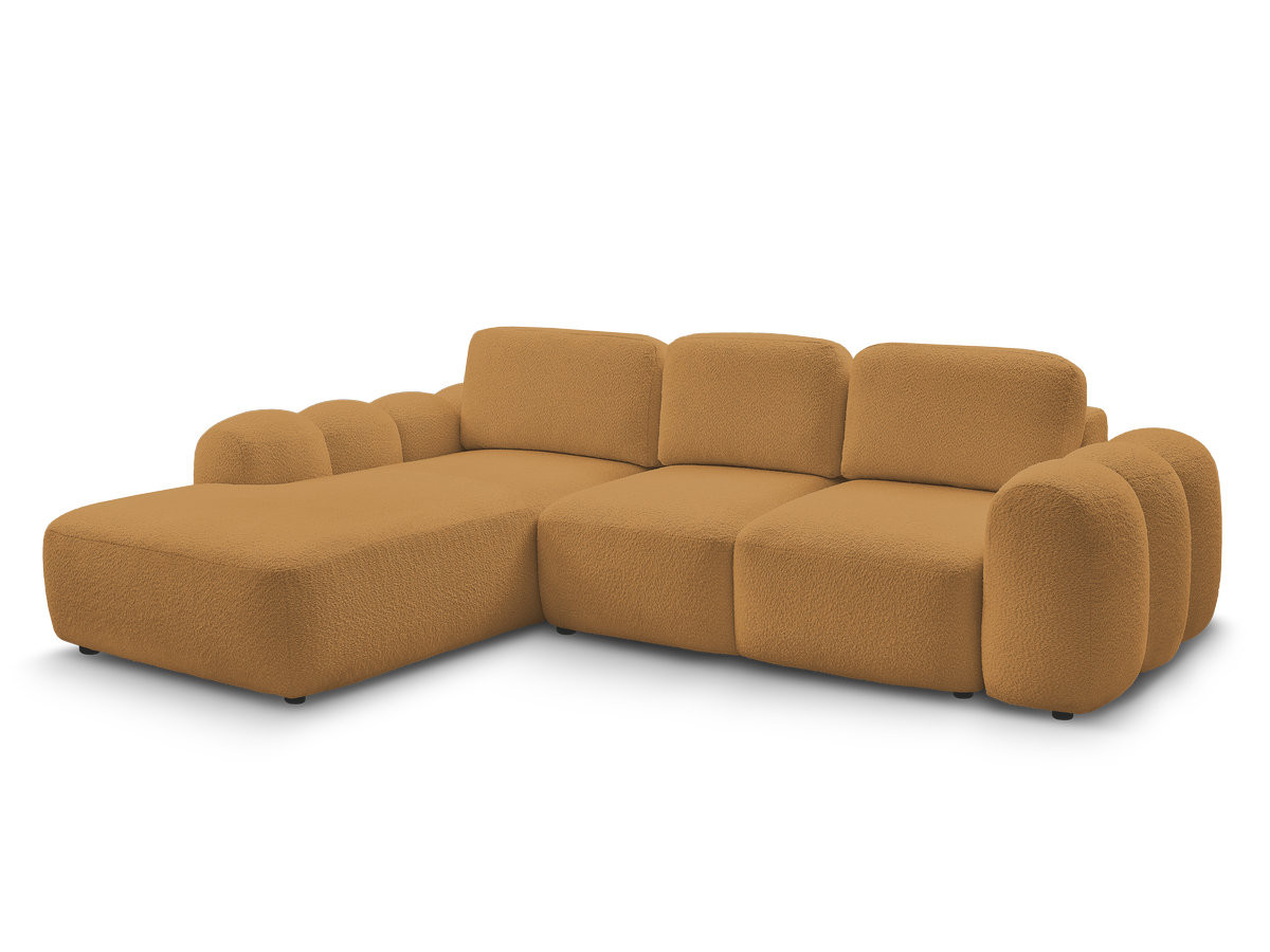 Bobochic Montaigne Ecksofa mit Schlaffunktion und Bettkasten 288 × 196 cm Bouclé-Stoff Gelb Ecke links