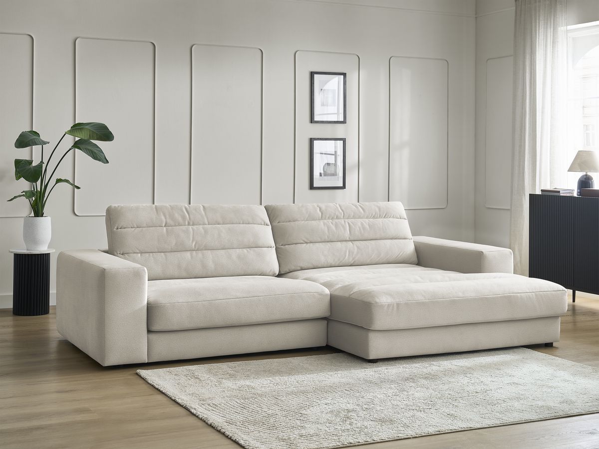 Bobochic Sierra Ecksofa Samt Beige Ecke rechts