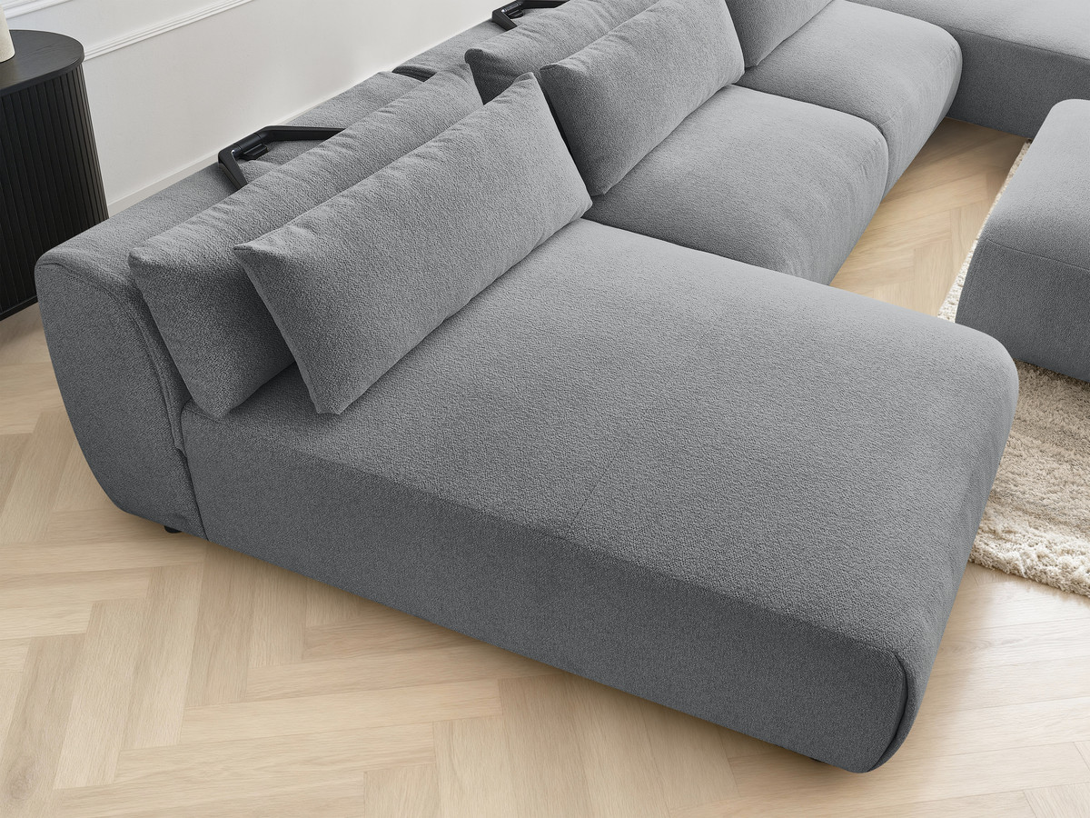 Bobochic Jana Wohnlandschaft mit kleinem Pouf Melange-Stoff Dunkelgrau
