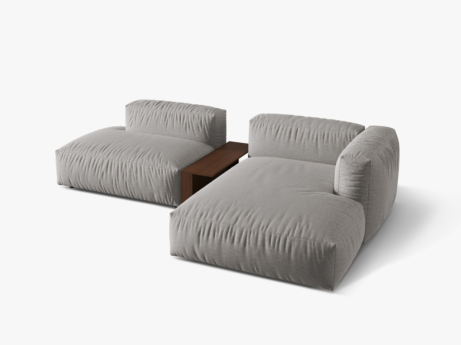 Micadoni Ecksofa Martina 2-Sitzer mit Couchtisch Rechts Strukturierter Stoff Hellgrau