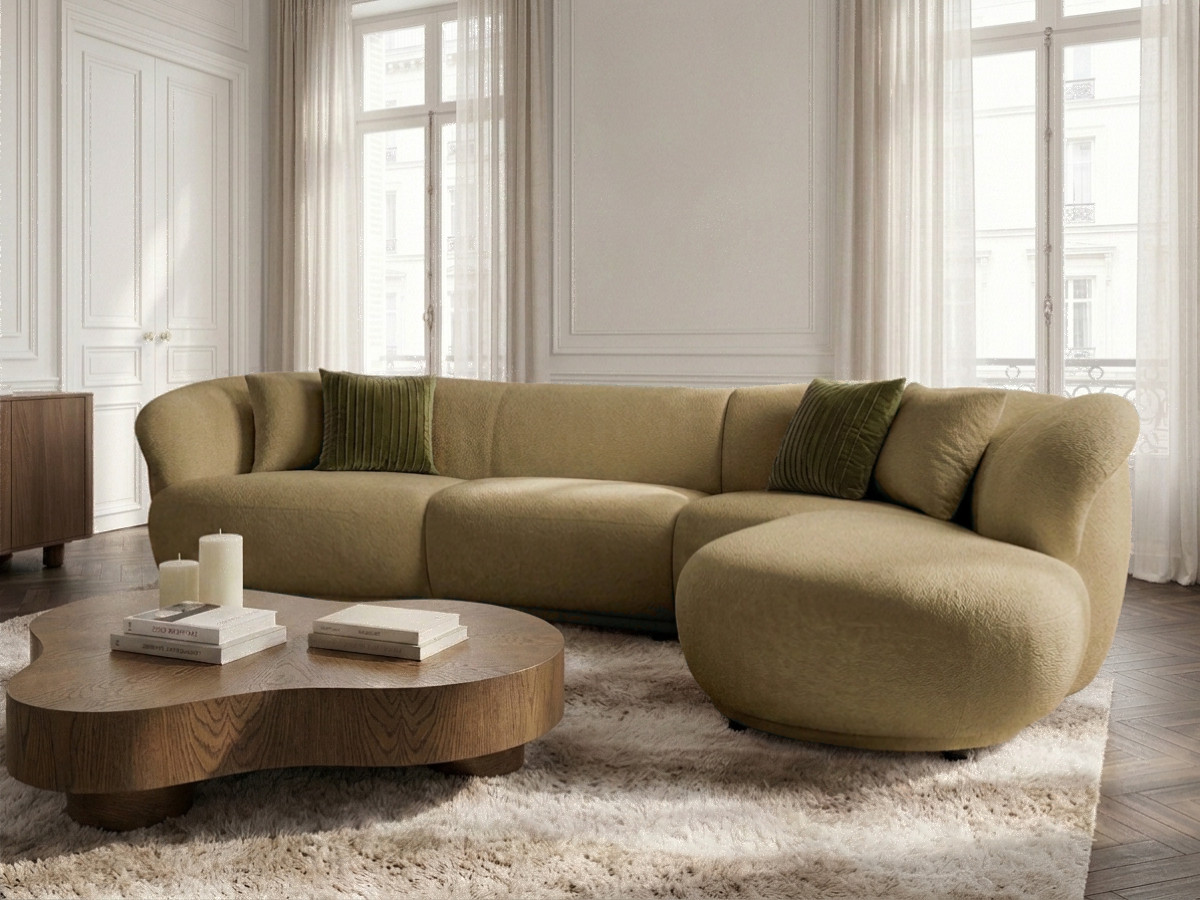 Bobochic Nora Ecksofa Chenille Hellbraun Ecke rechts