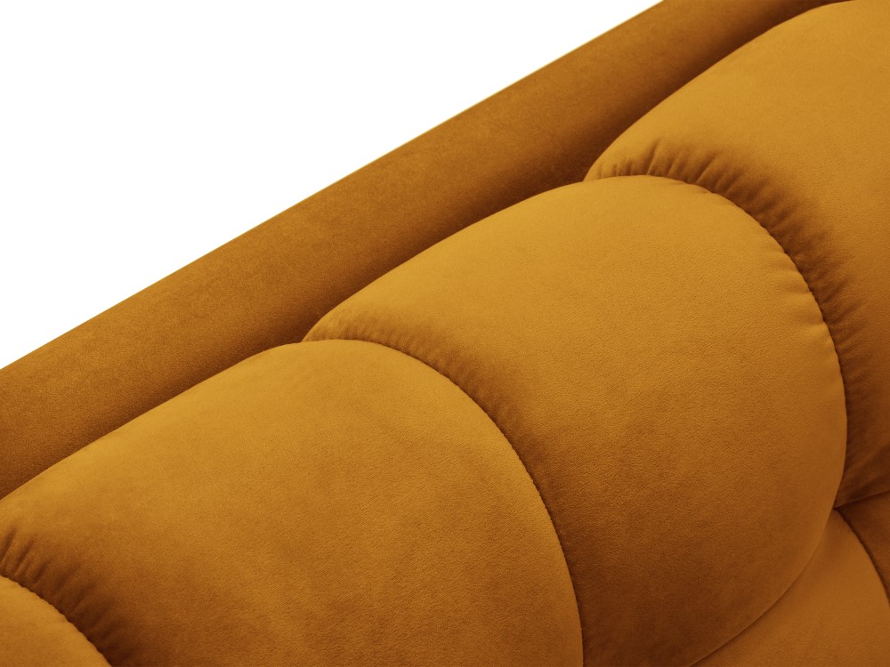 Cosmopolitan Design Ecksofa Bali 5-Sitzer Samt Bluvel Gelb Links Beine Schwarzes Metall