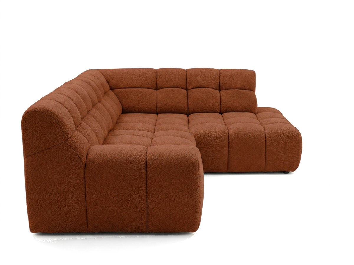 Bobochic Andre Ecksofa mit Schlaffunktion Chenille Orange Ecke rechts