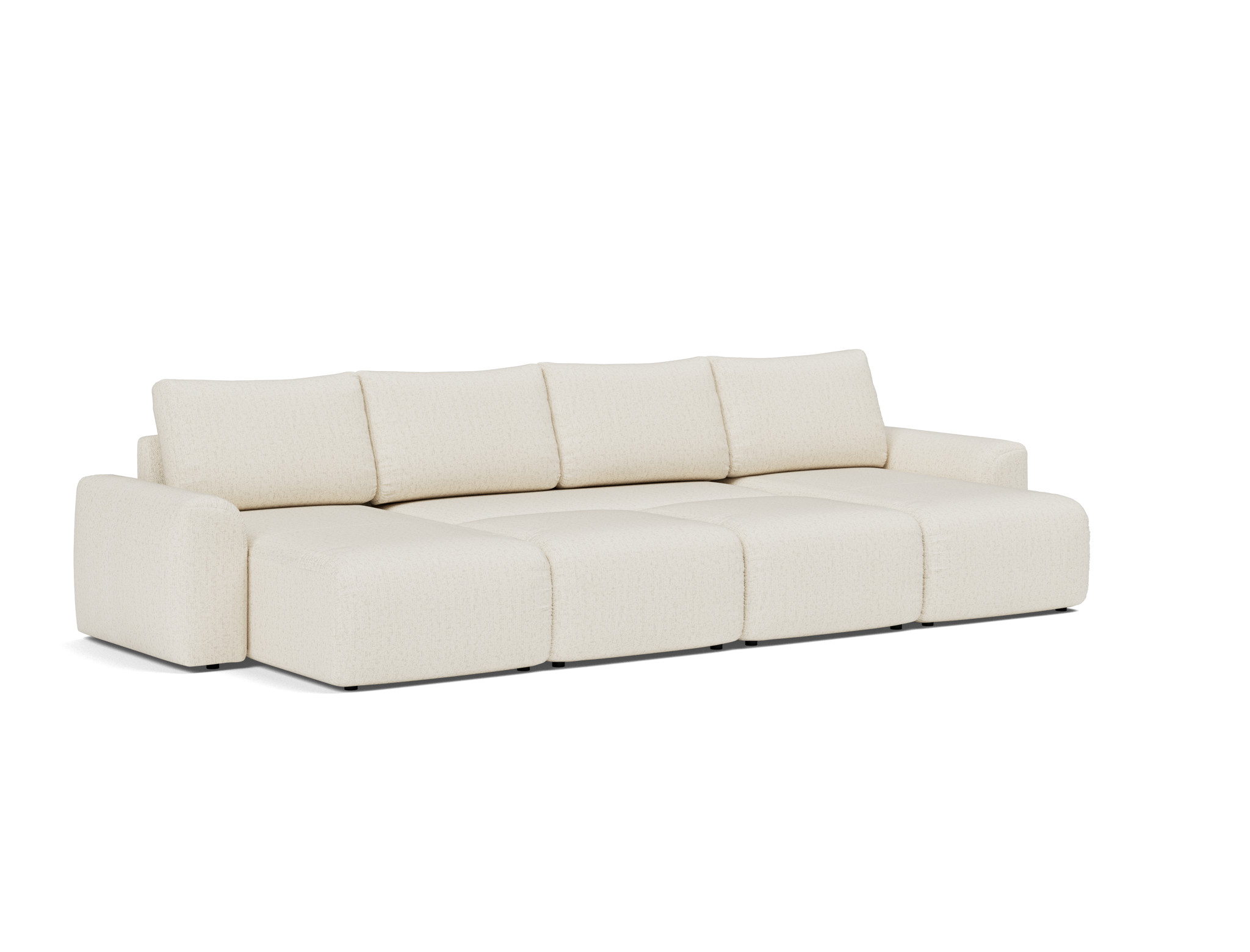 Schlafsofa Norum U-Form mit Chunky-Armlehnen Boucle Skandi 531-Off-White