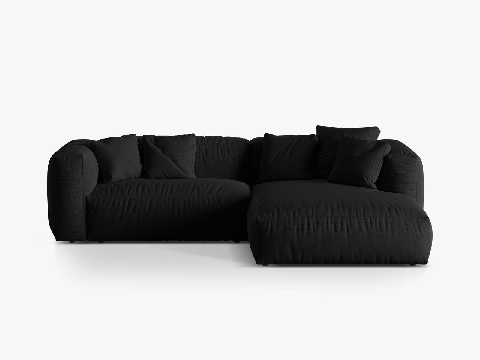 Micadoni Ecksofa Martina 2-Sitzer Rechts Strukturierter Stoff Boston Schwarz