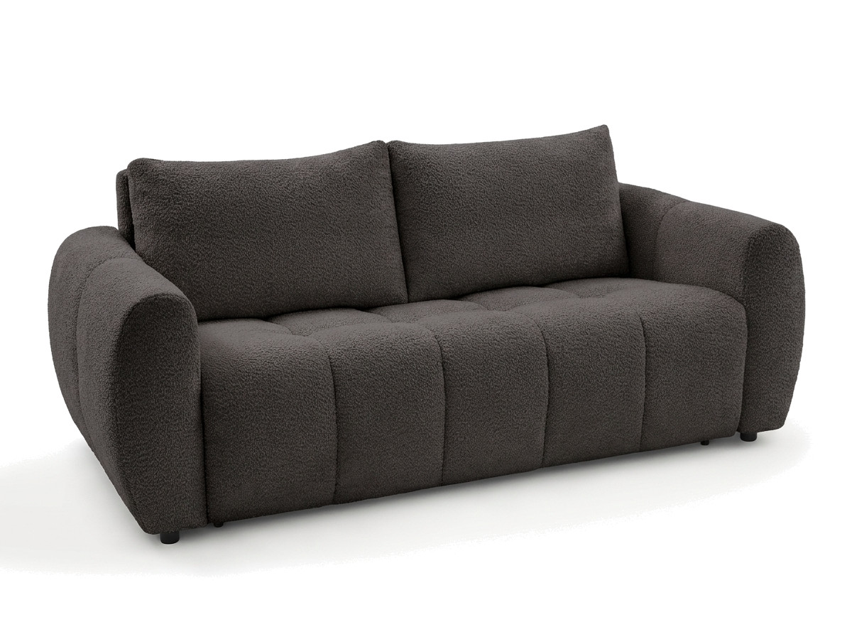 Bobochic Fuji Schlafsofa 3-Sitzer Bouclé-Stoff Dunkelgrau