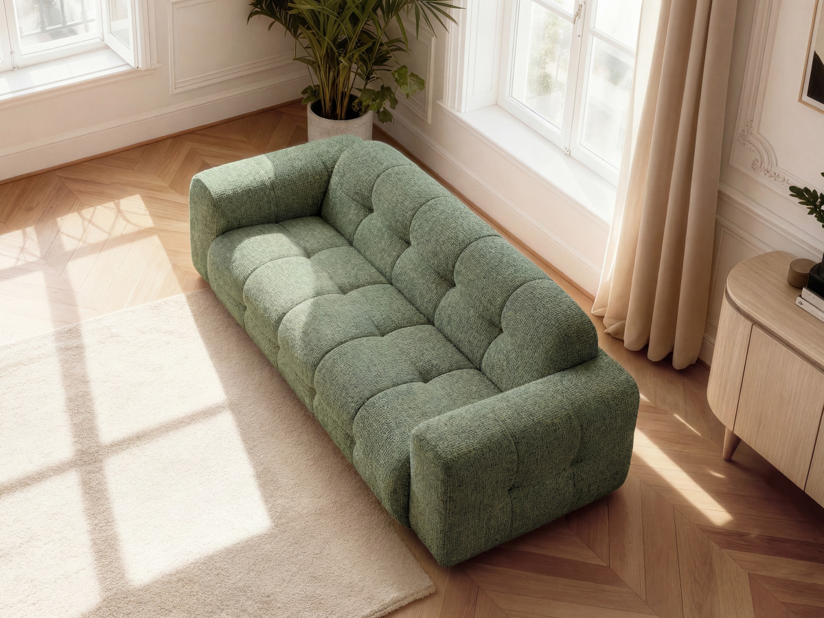 Bobochic Laura Sofa 3-Sitzer Melange-Stoff Hellgrün