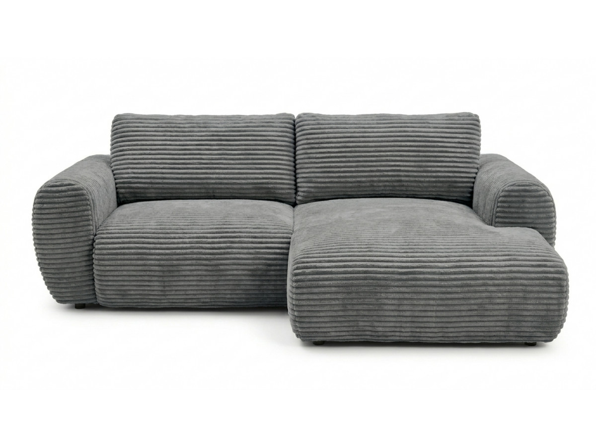 Bobochic Lucien Ecksofa mit Schlaffunktion und Bettkasten Breitcord weich Dunkelgrau Ecke rechts