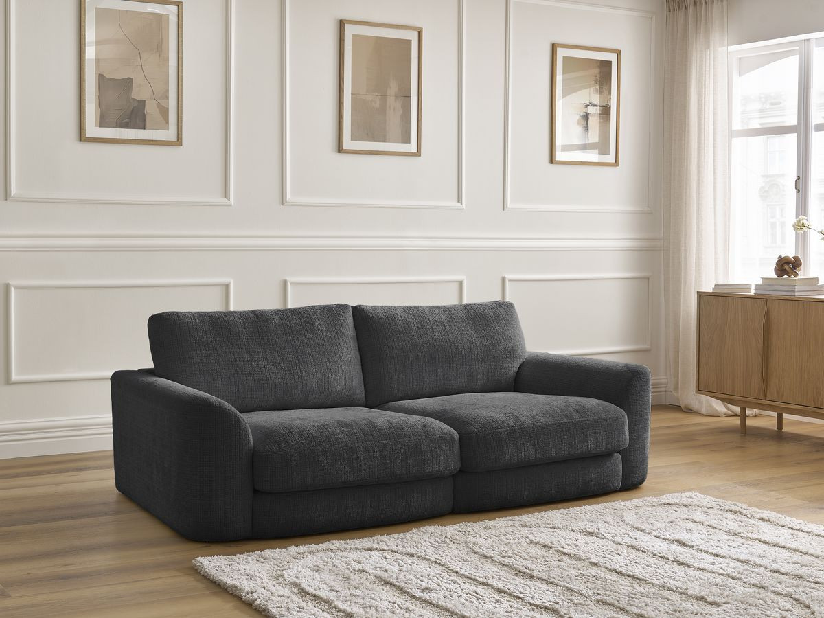 Bobochic Leonore Sofa 3-Sitzer Strukturstoff Schwarz