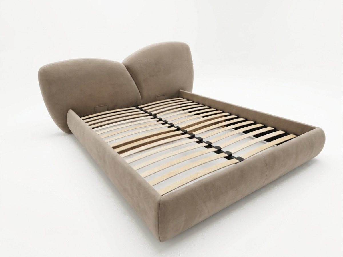 Bobochic Danae Polsterbett Samt Taupe, Liegefläche 140 × 190 cm
