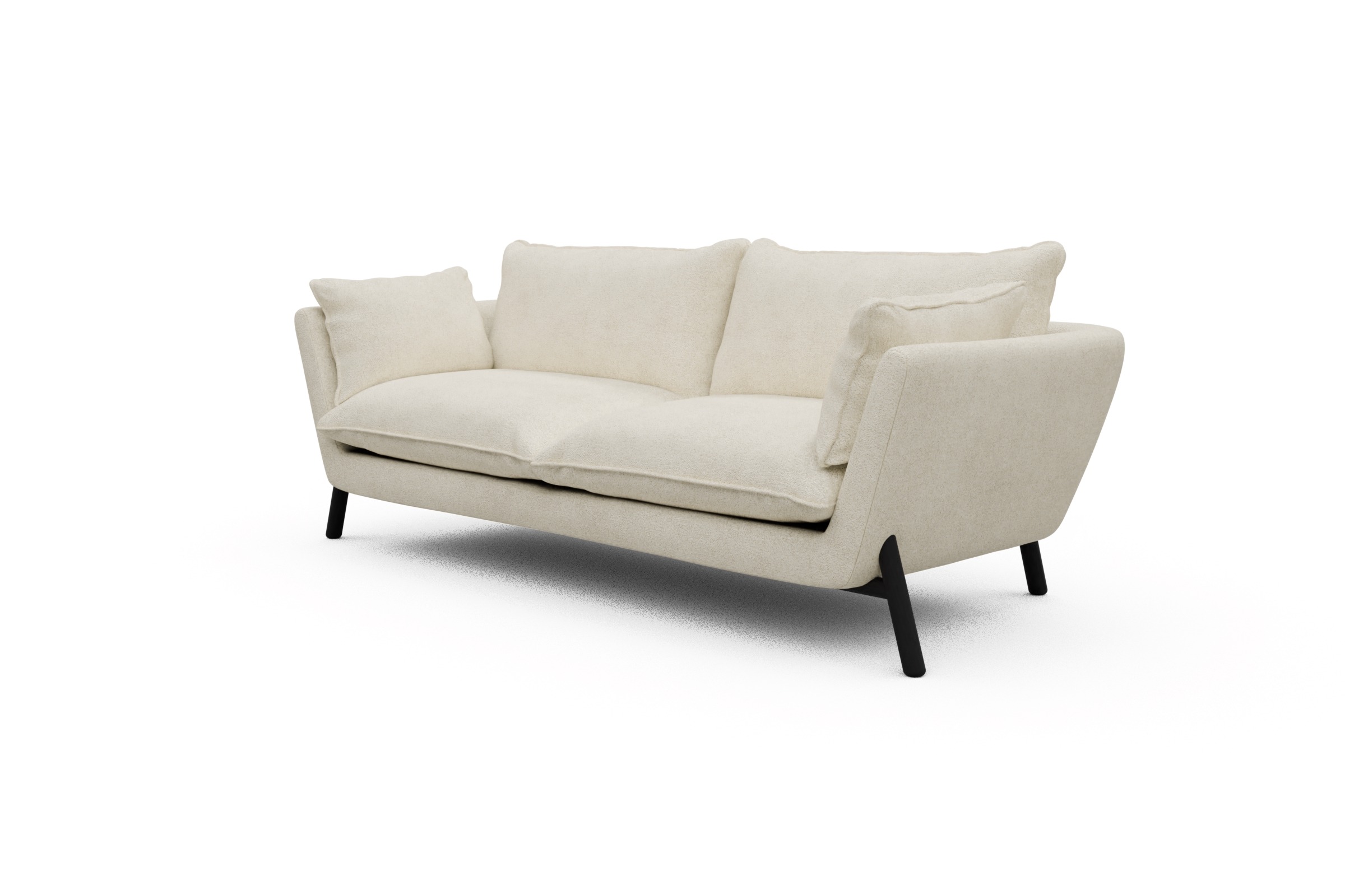 Sofa Emil PREMIUM 3-Sitzer Beinfarbe Eiche Schwarz Boucle-Off-White