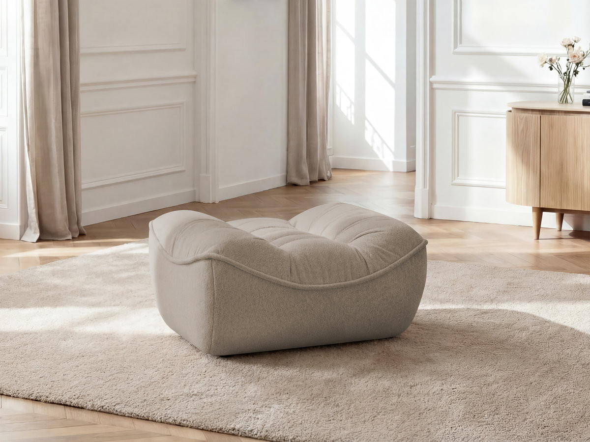 Bobochic Serena Pouf Melange-Stoff Taupe