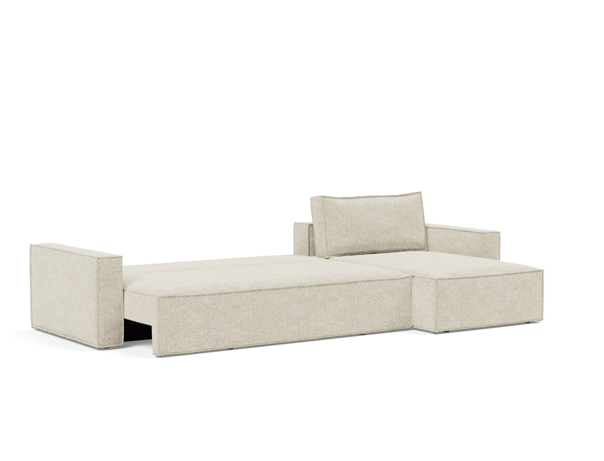 Schlafsofa Newilla mit Chaiselongue Strukturierter Stoff Taura 357-Off-White