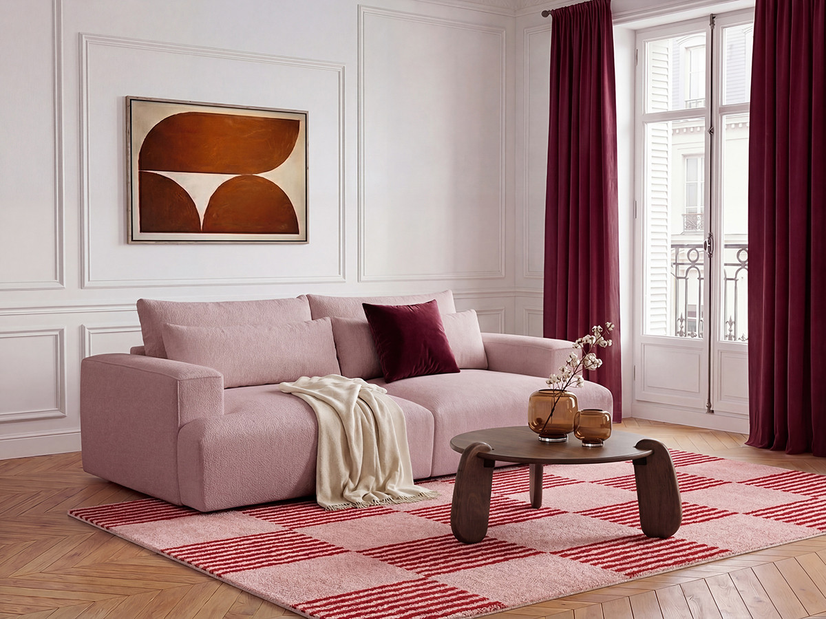Bobochic Twiny Sofa 3-Sitzer Stoff Rosa