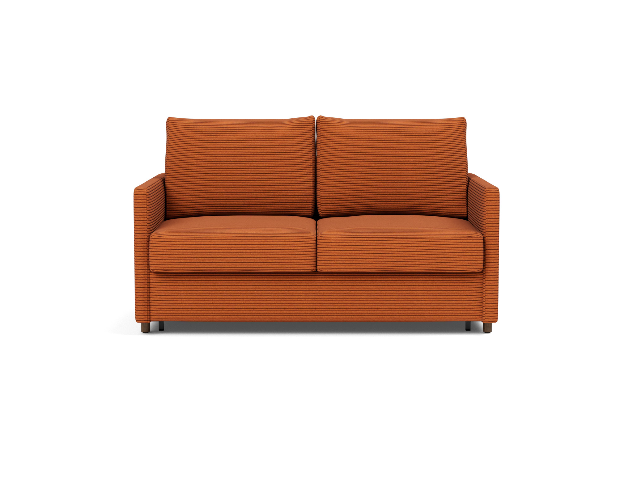 Schlafsofa Neah mit Slim-Armlehnen 140 Kord Corduroy 595-Burnt-Orange