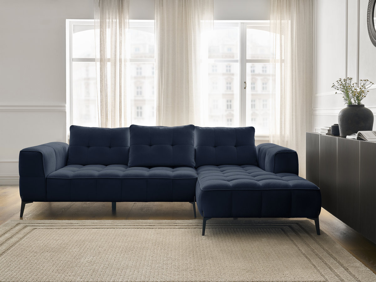 Bobochic Anis Ecksofa Strukturstoff Blau Ecke rechts