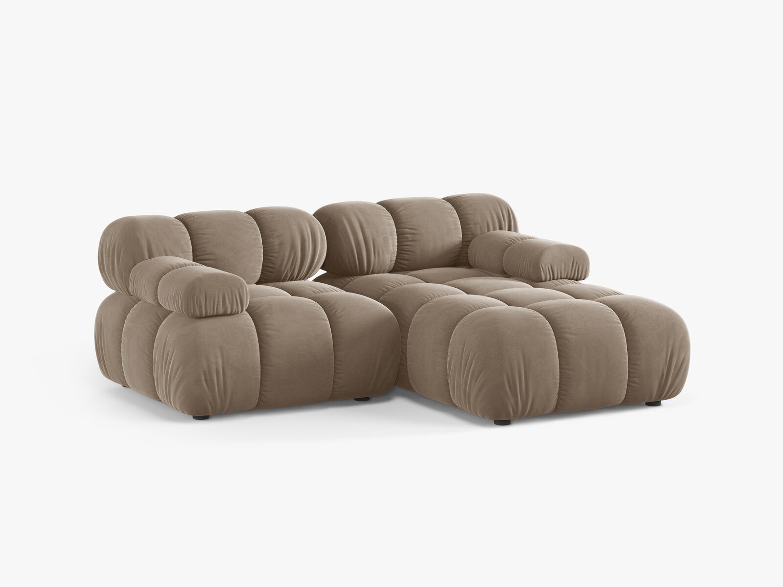 Micadoni Modulares Ecksofa Bellis 3-Sitzer Rechts Samt Bluvel Cappuccino