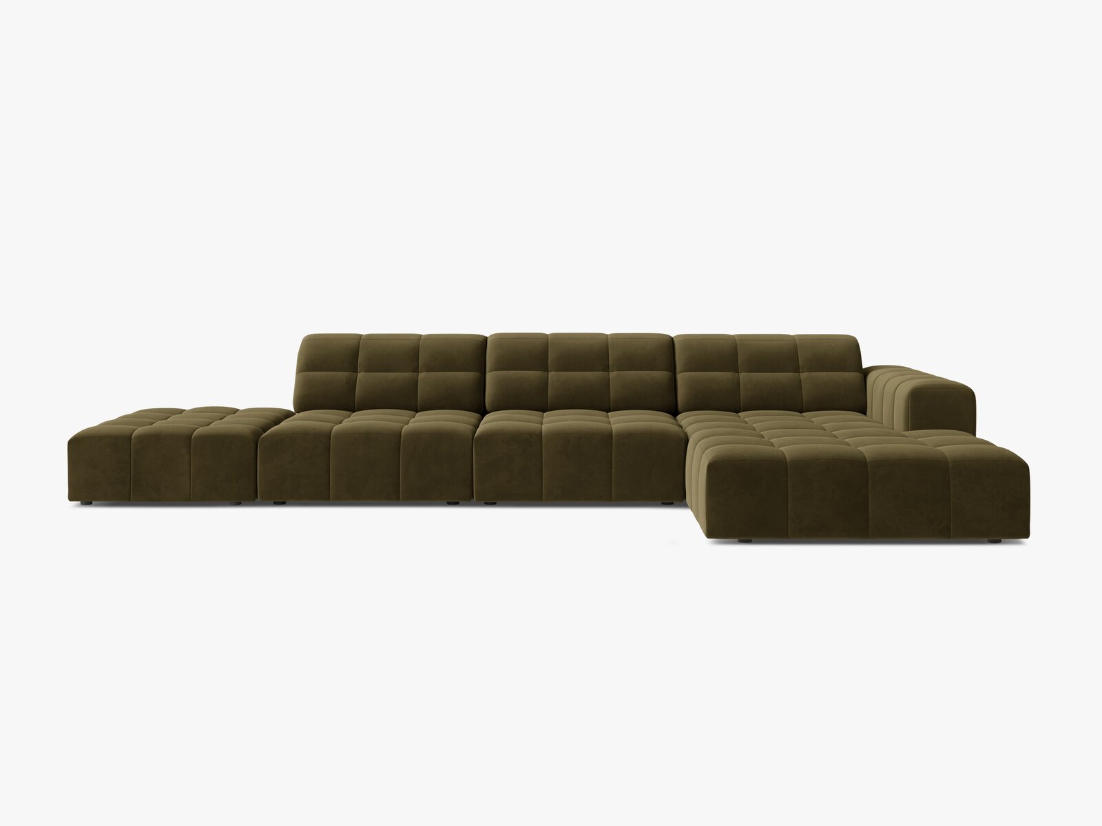 Micadoni Ecksofa Jennifer 5-Sitzer Rechts Samt Bluvel Grün