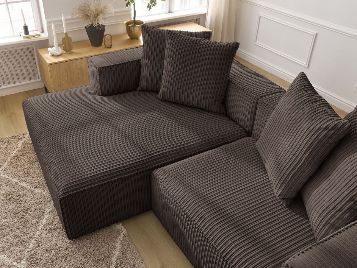 Bobochic Nina Ecksofa Cordsamt Braun Ecke links